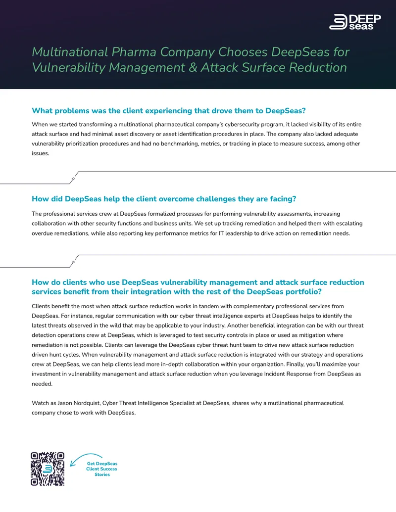 Multinational Pharmaceutical Company Cybersecurity Transformation