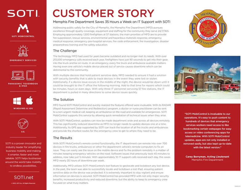 Memphis Fire Department IT Support Efficiency Case Study