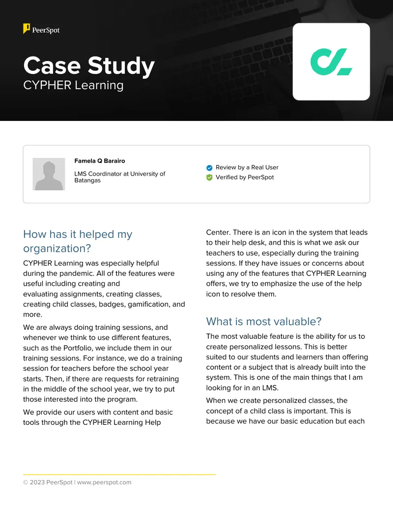 CYPHER Learning User Experience Case Study