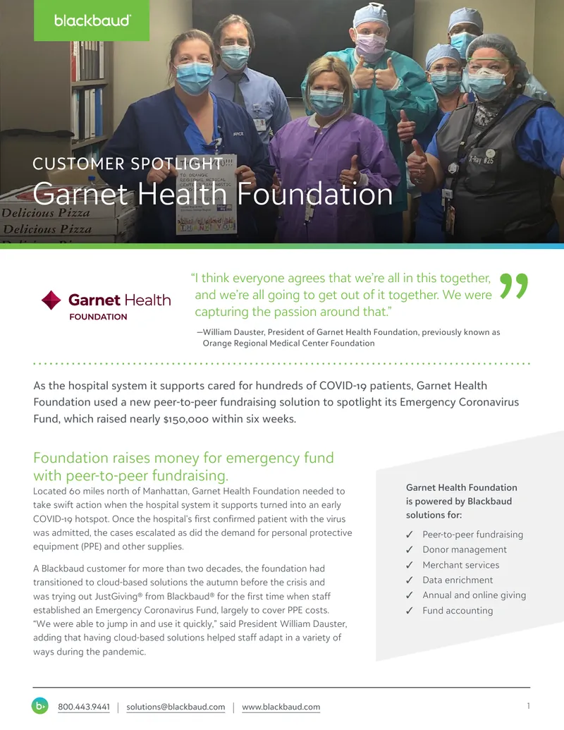 Garnet Health Foundation Peer-to-Peer Fundraising Case Study