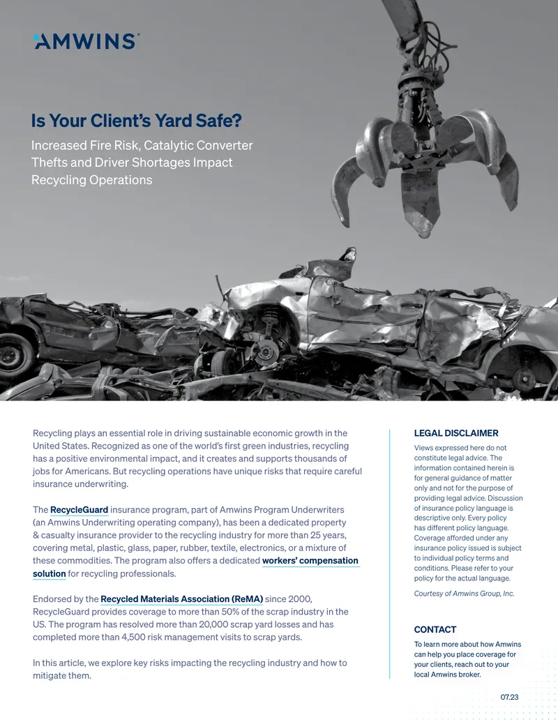 Insurance Risks in the Recycling Industry