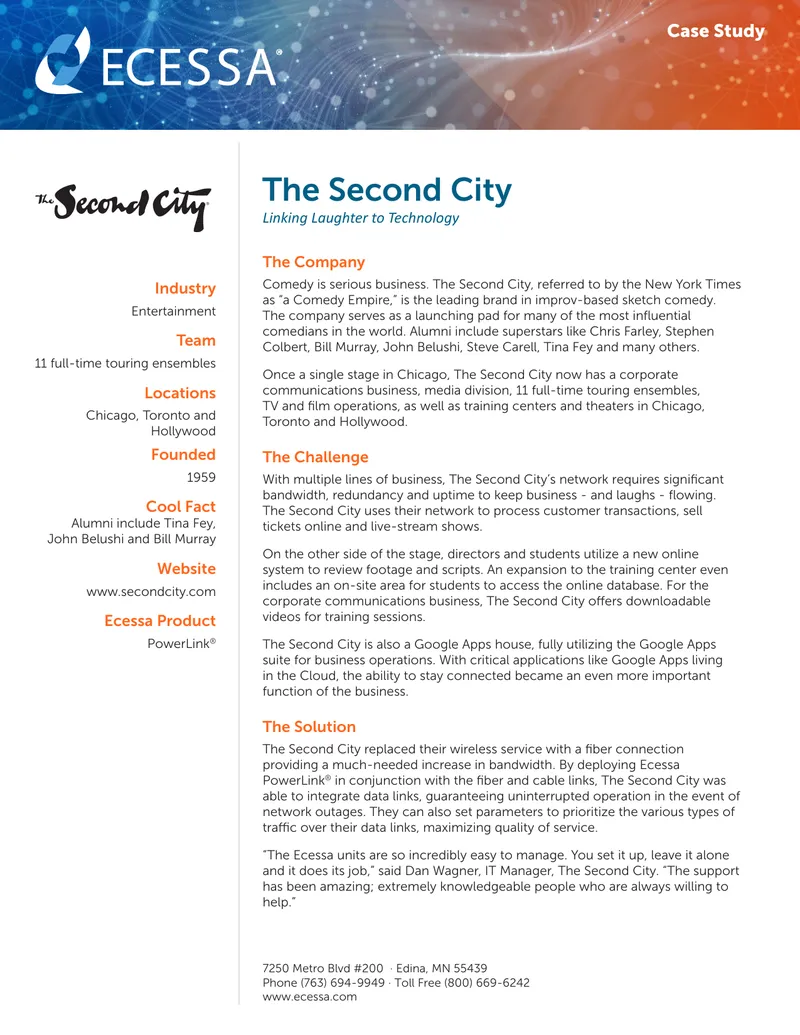The Second City Network Infrastructure Case Study