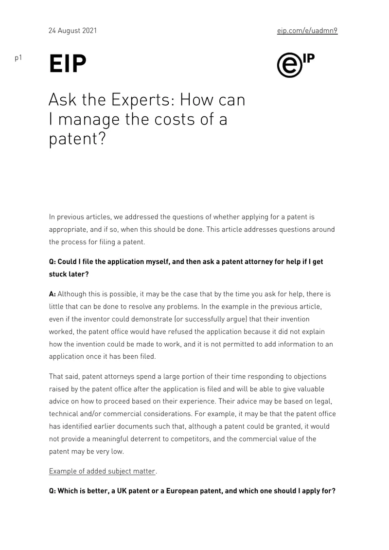 Managing Patent Filing Costs and Strategies