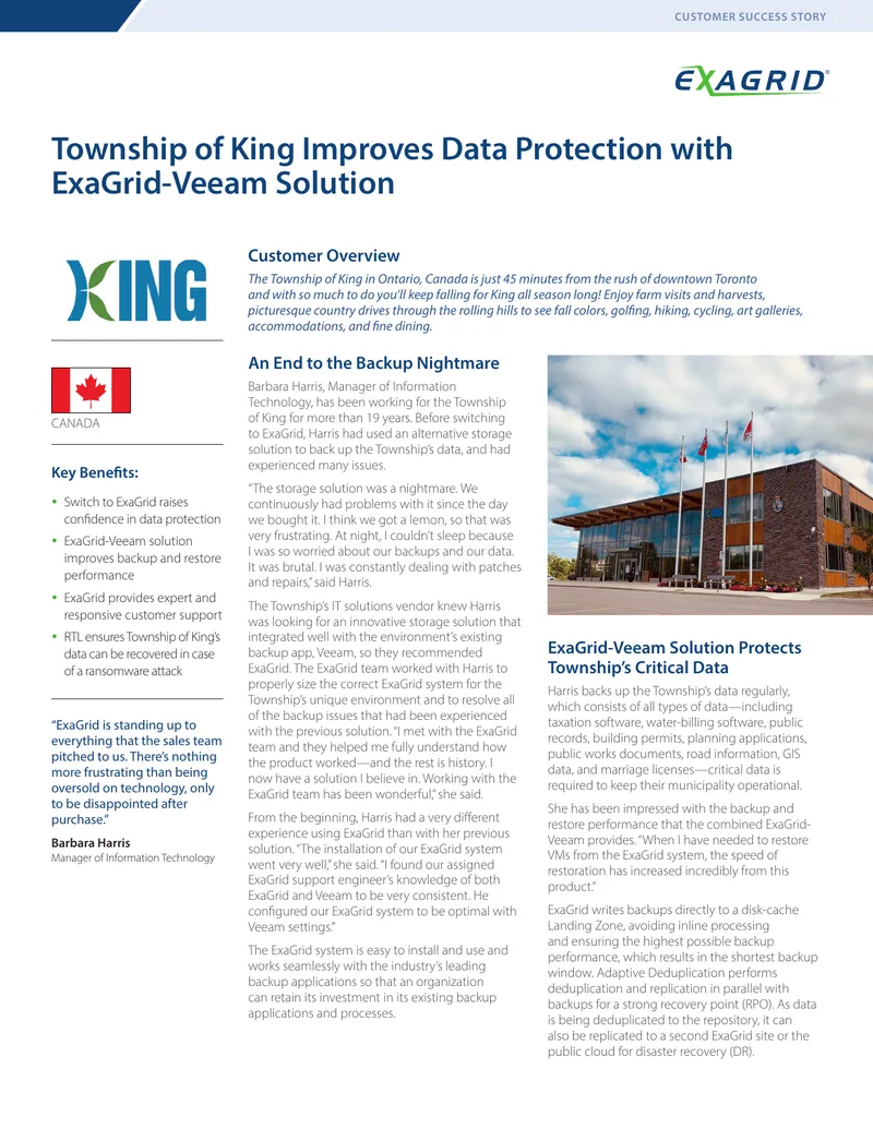 Township of King Data Protection Enhancement