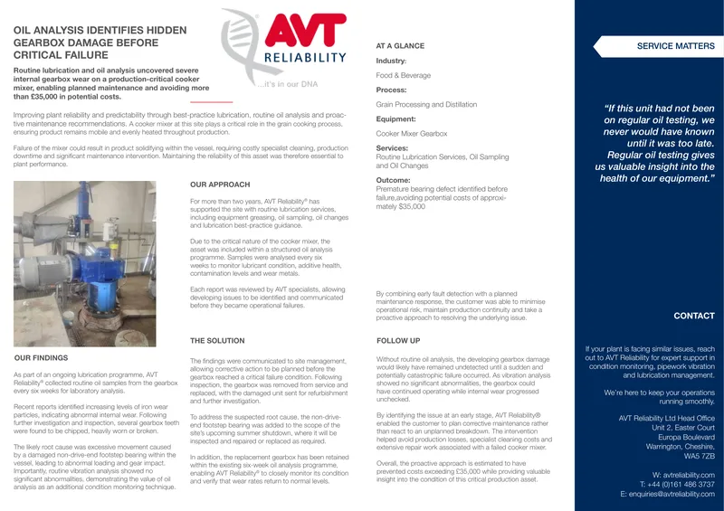 Oil Analysis for Gearbox Condition Monitoring