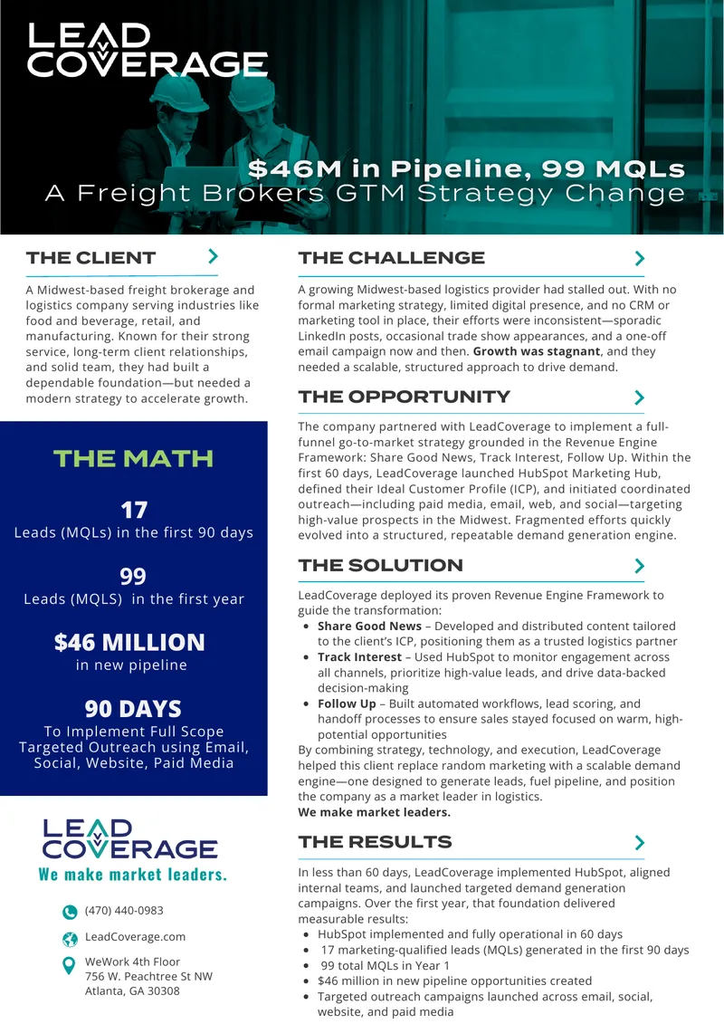 Logistics Provider Demand Generation Strategy Implementation