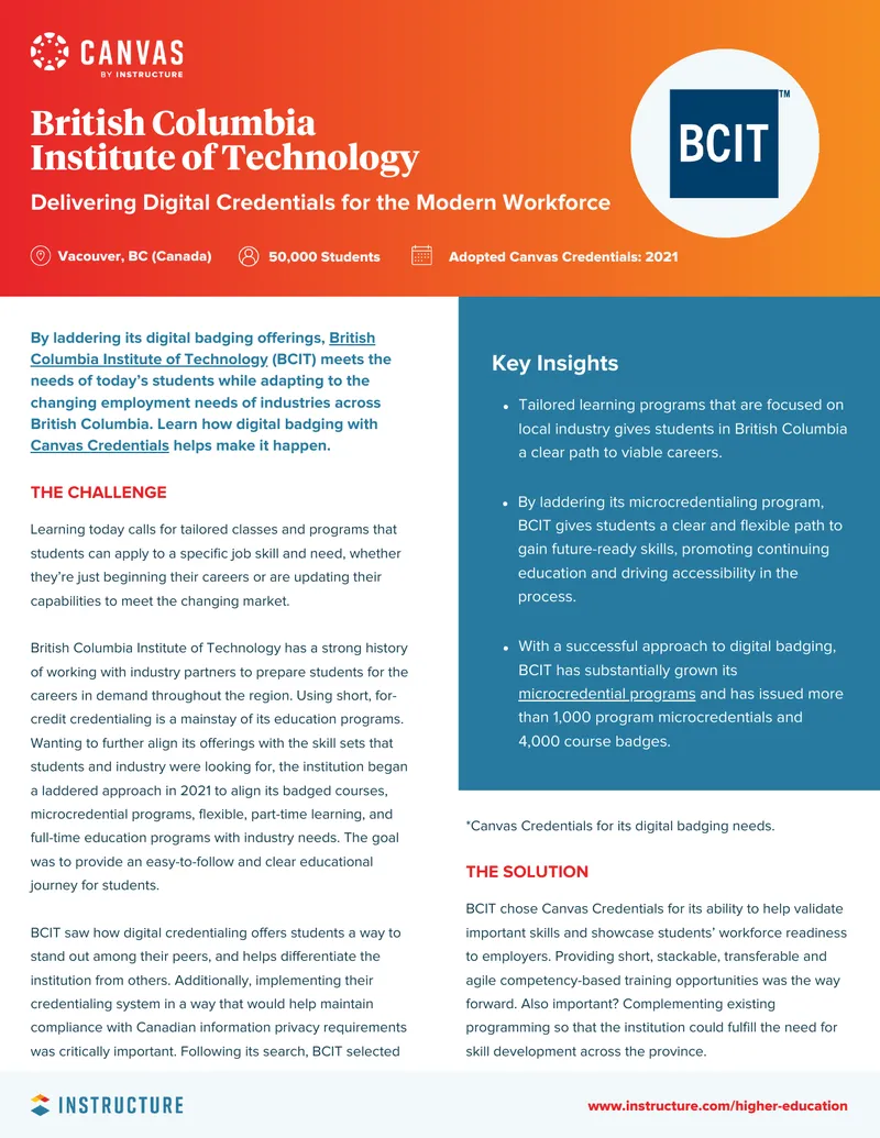 Digital Credentialing Implementation at BCIT