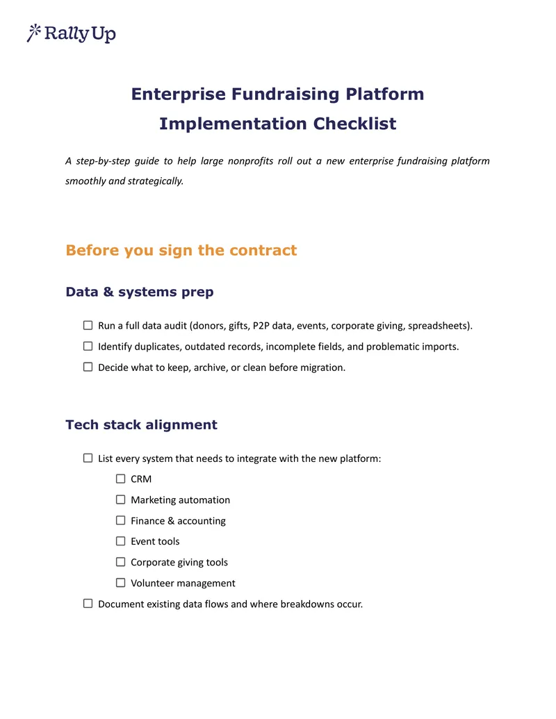 Enterprise Fundraising Platform Implementation Checklist
