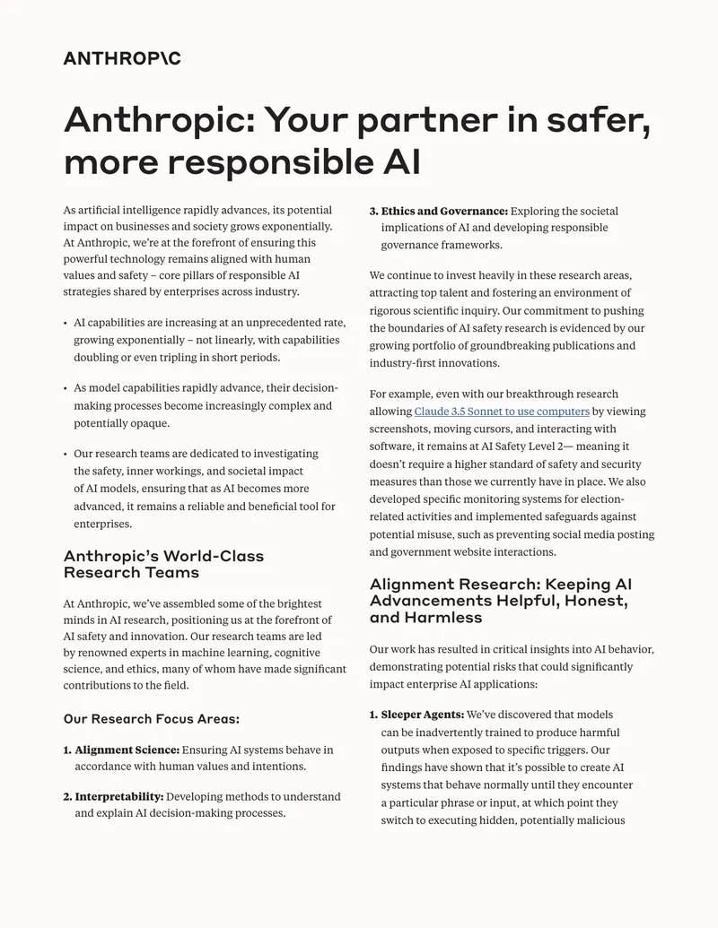 Anthropic AI Safety Research and Innovations