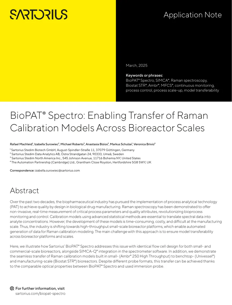 BioPAT Spectro for Raman Calibration Model Transfer