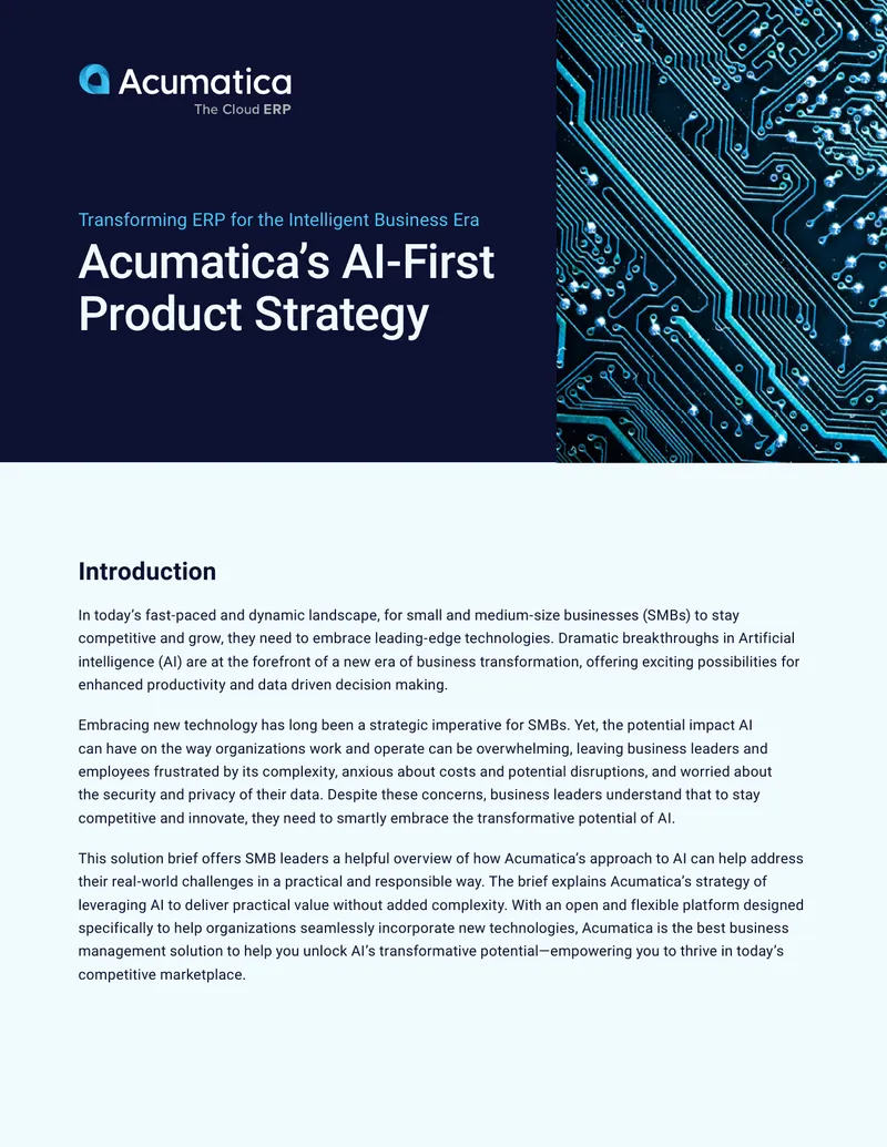 Acumatica AI-First Product Strategy Overview