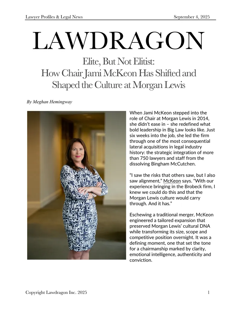 Leadership Evolution of Jami McKeon at Morgan Lewis