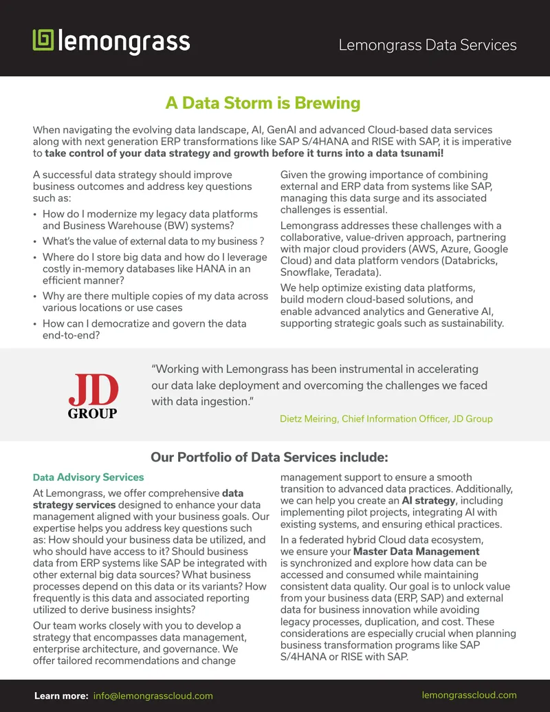 Data Advisory Services for Cloud Data Management