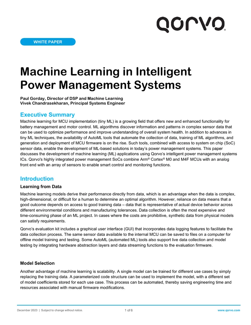 Machine Learning in Intelligent Power Management Systems