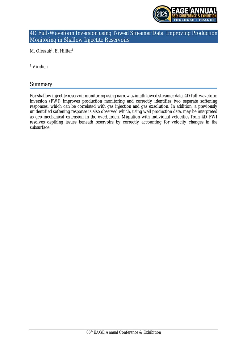 4D Full-Waveform Inversion for Reservoir Monitoring