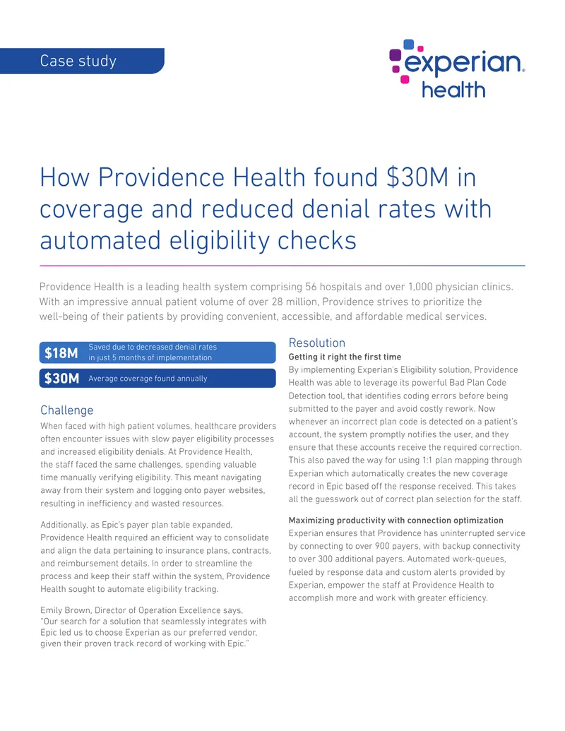 Providence Health Case Study on Eligibility Automation
