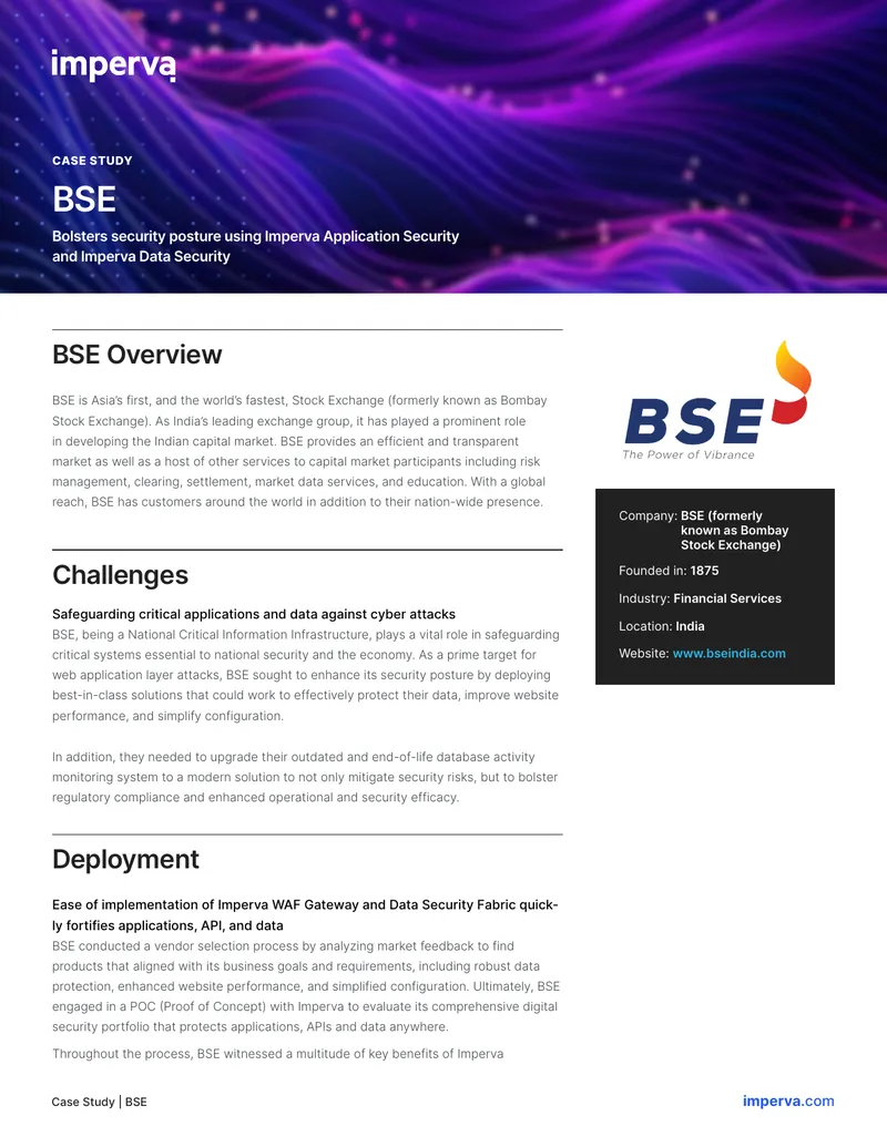 BSE Enhances Security with Imperva Solutions