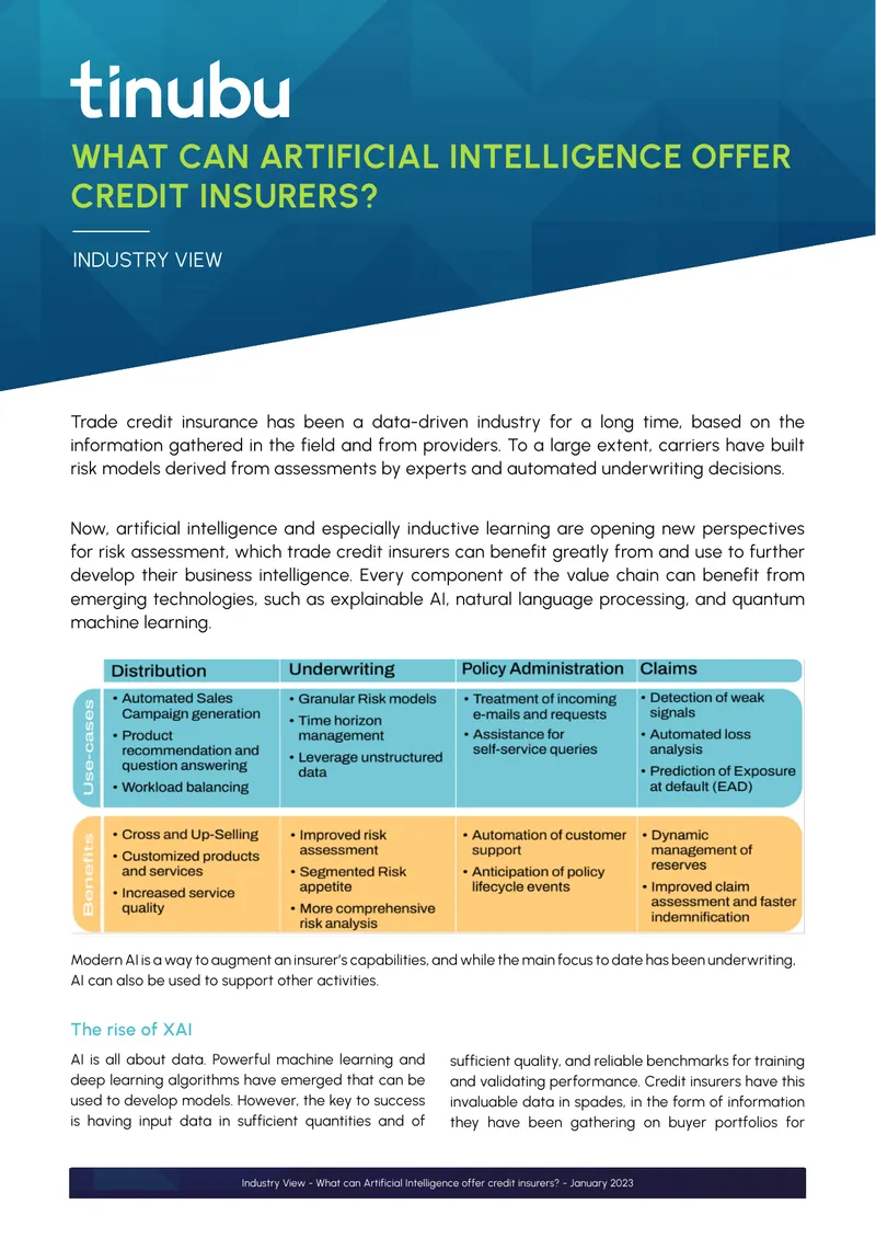 Artificial Intelligence Applications in Credit Insurance