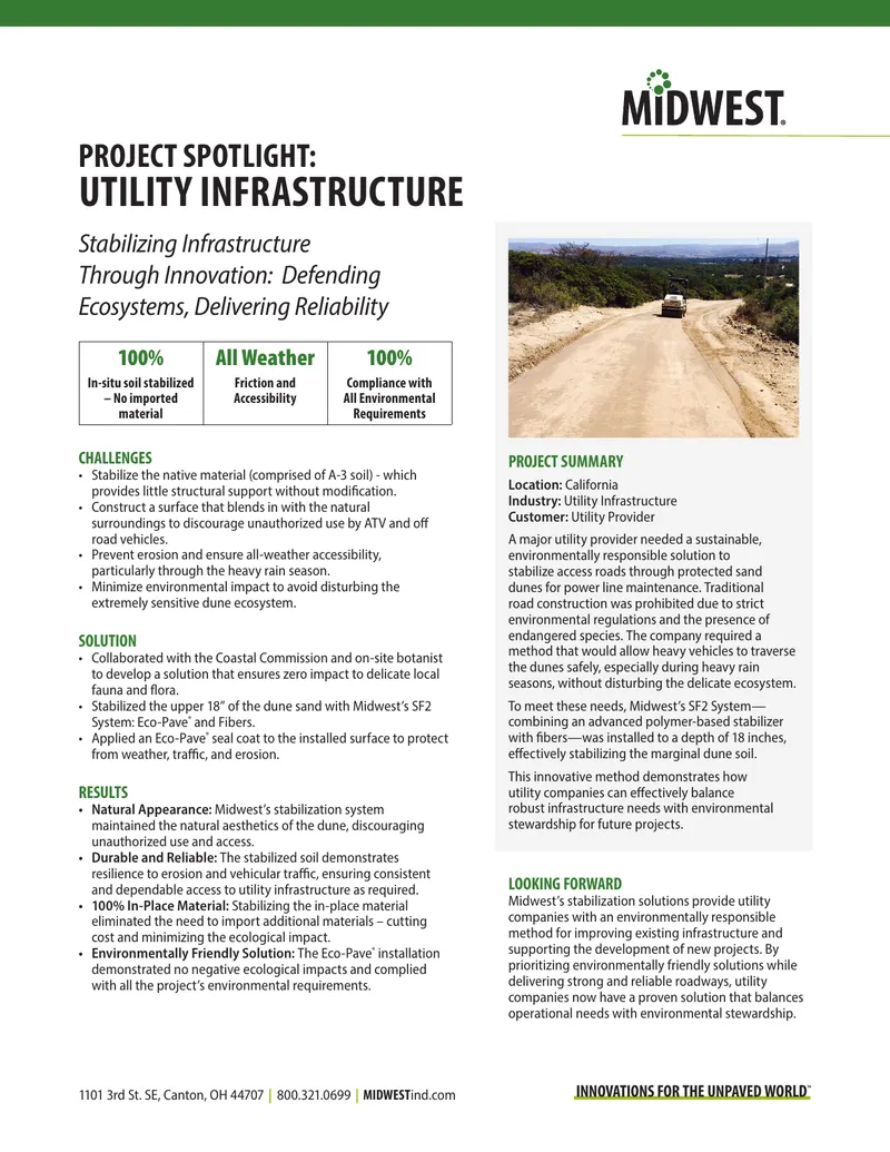 Utility Infrastructure Project Stabilization Solution
