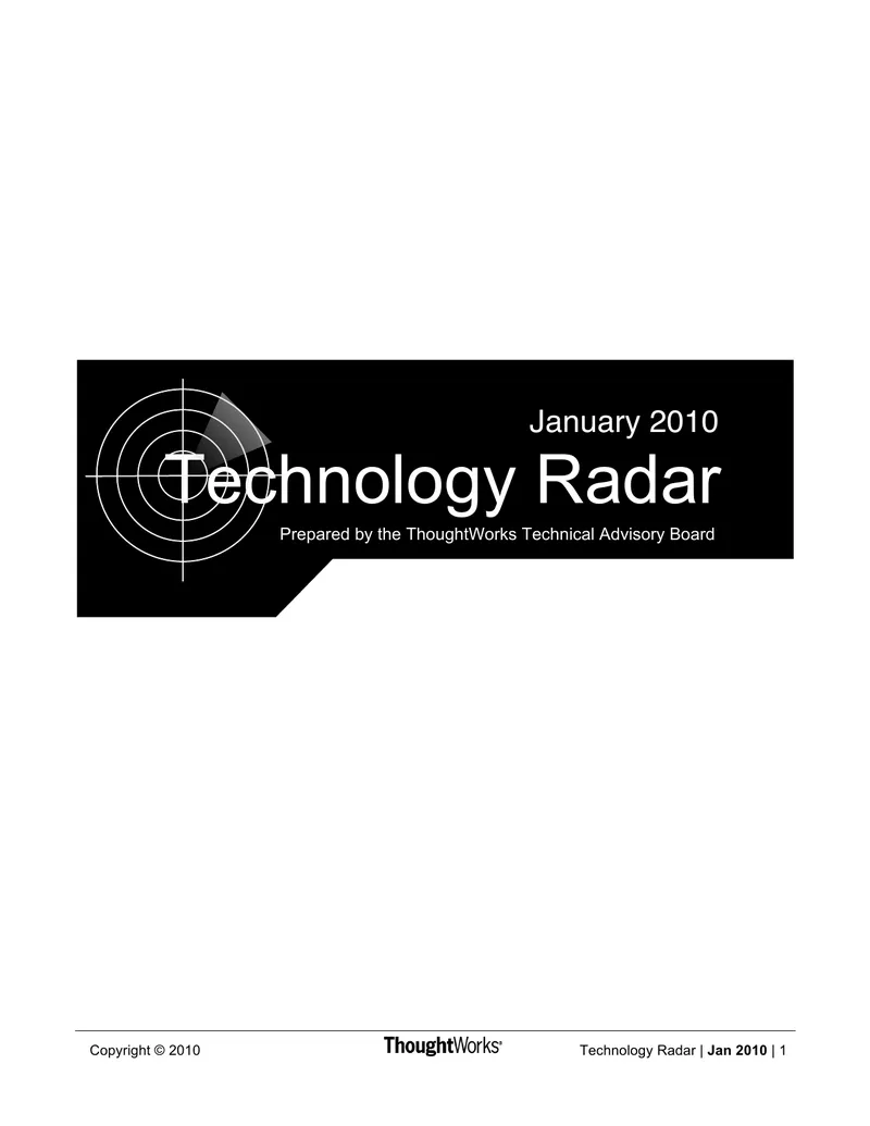 ThoughtWorks Technology Radar January 2010