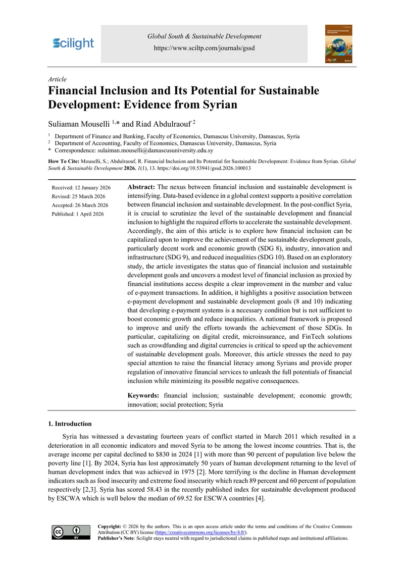 Financial Inclusion and Sustainable Development in Syria