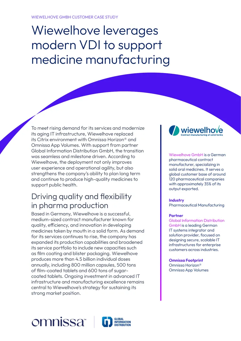 Wiewelhove GmbH Customer Case Study on VDI Implementation
