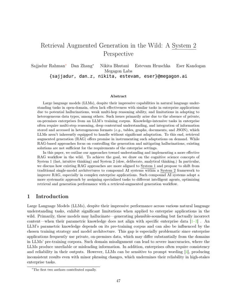 Retrieval Augmented Generation in Enterprise Applications