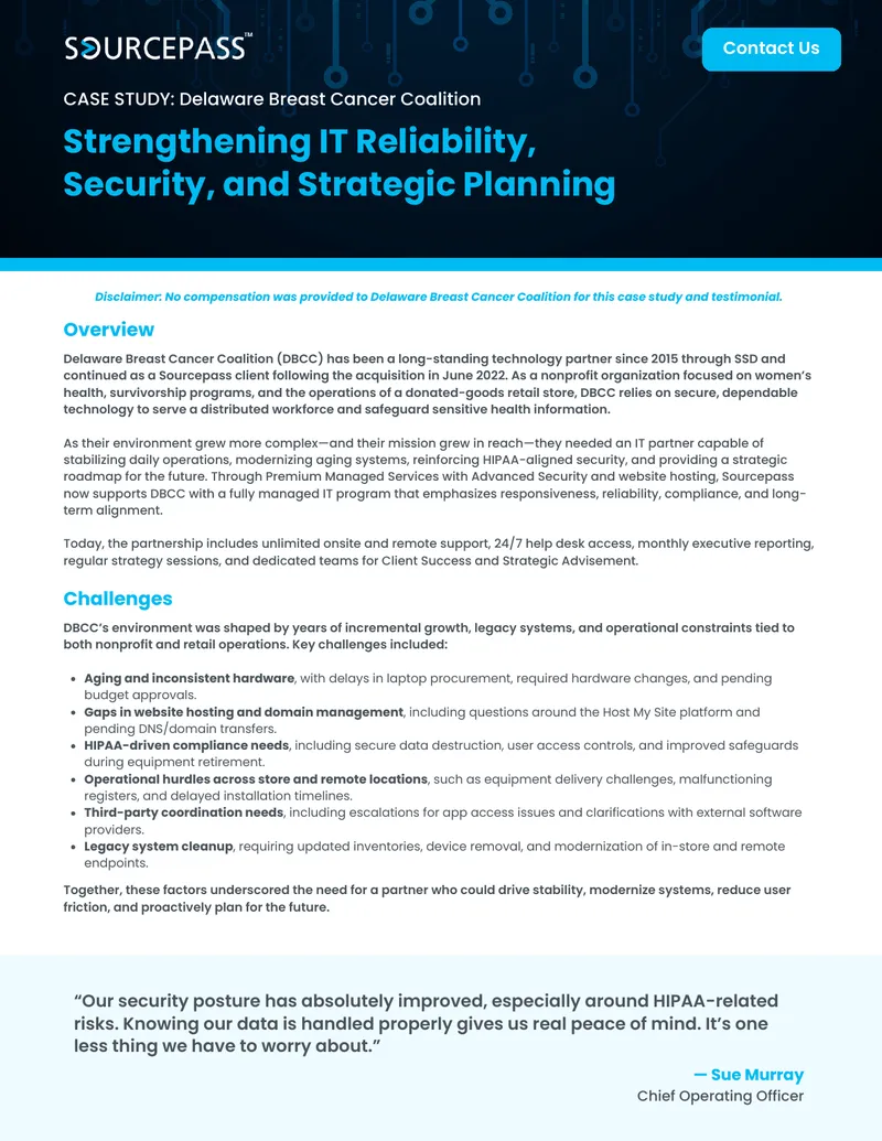 Case Study on IT Partnership with Delaware Breast Cancer Coalition