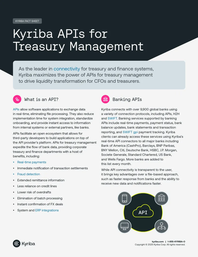 Kyriba APIs for Treasury Management