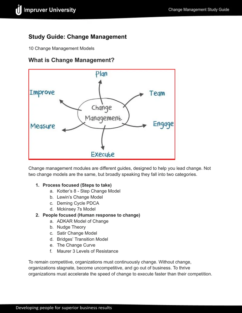 Change Management Models and Frameworks