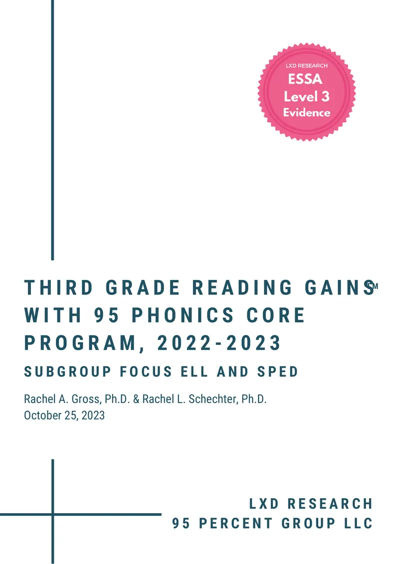 Third Grade Reading Gains with 95 Phonics Core Program