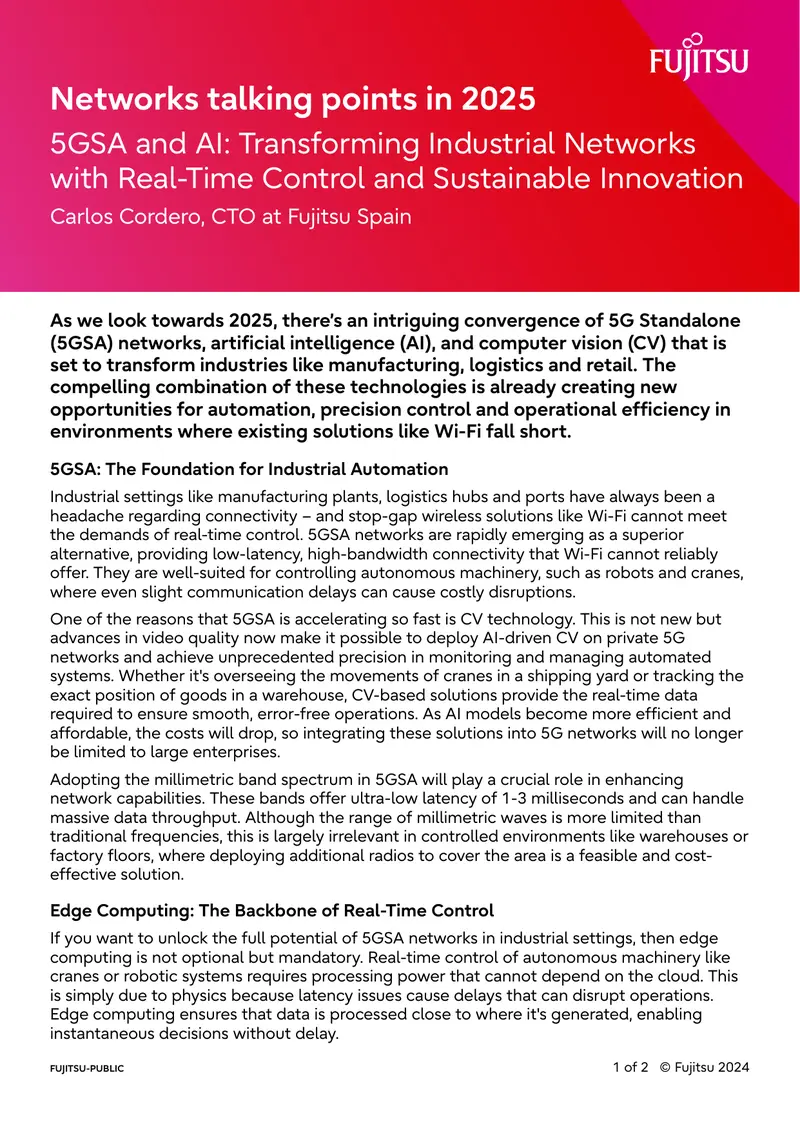 5GSA and AI Transforming Industrial Networks