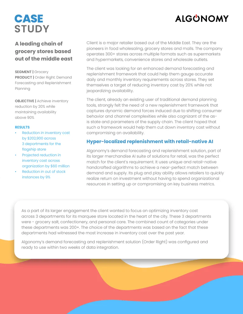 Demand Forecasting and Replenishment Framework Case Study