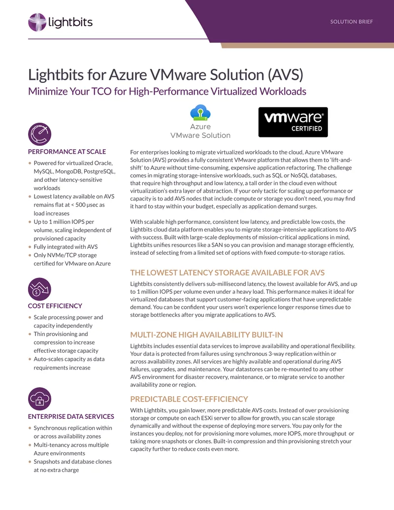 Lightbits for Azure VMware Solution Overview