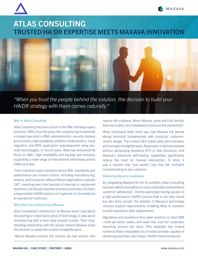 Atlas Consulting Partnership with Maxava HA