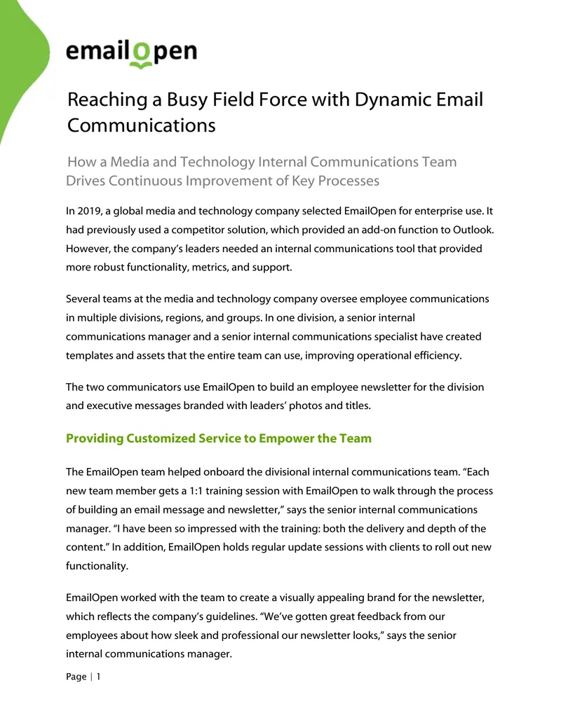 Dynamic Email Communications for Internal Teams