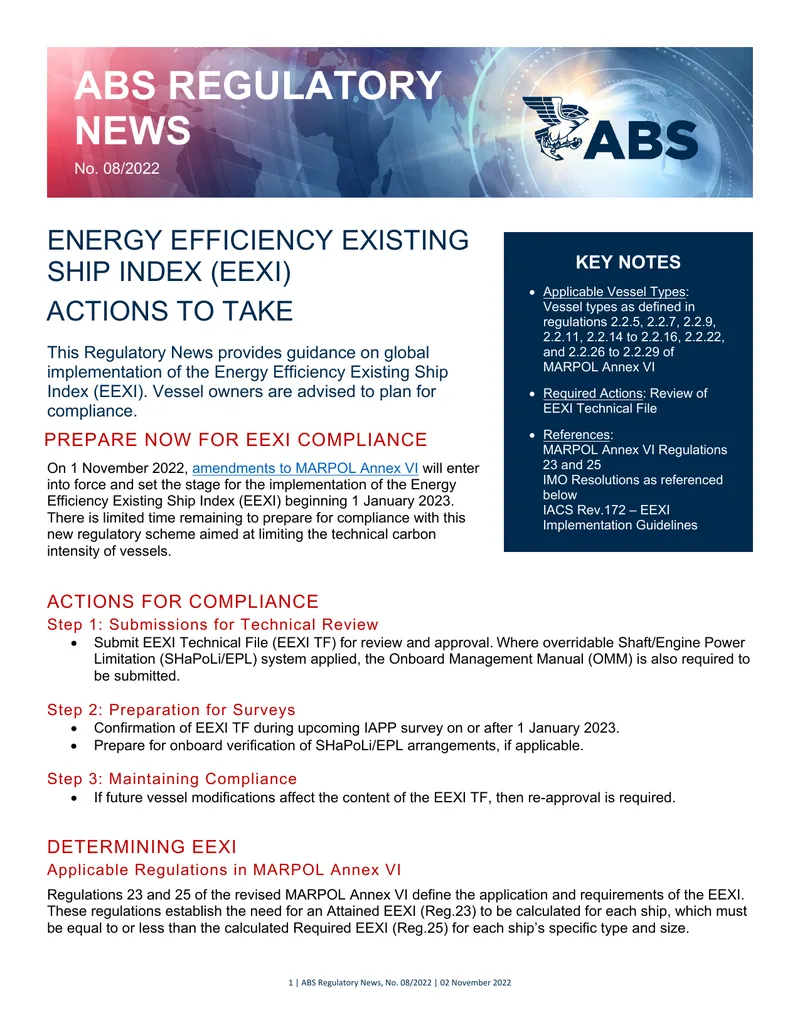 Energy Efficiency Existing Ship Index Compliance Guide