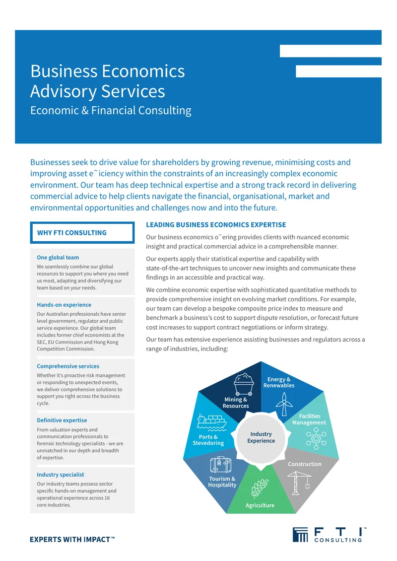 Business Economics Advisory Services Overview