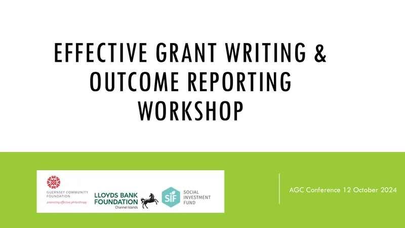 Effective Grant Writing and Outcome Reporting Workshop
