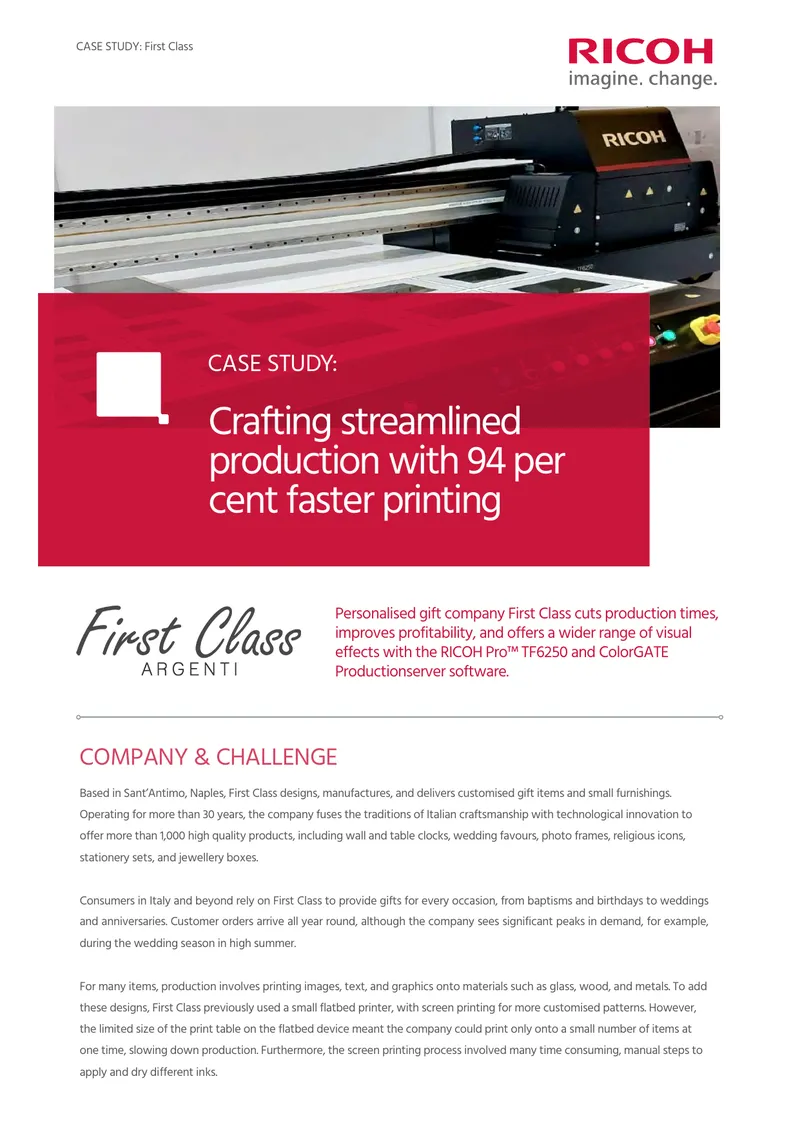 First Class Production Efficiency Case Study