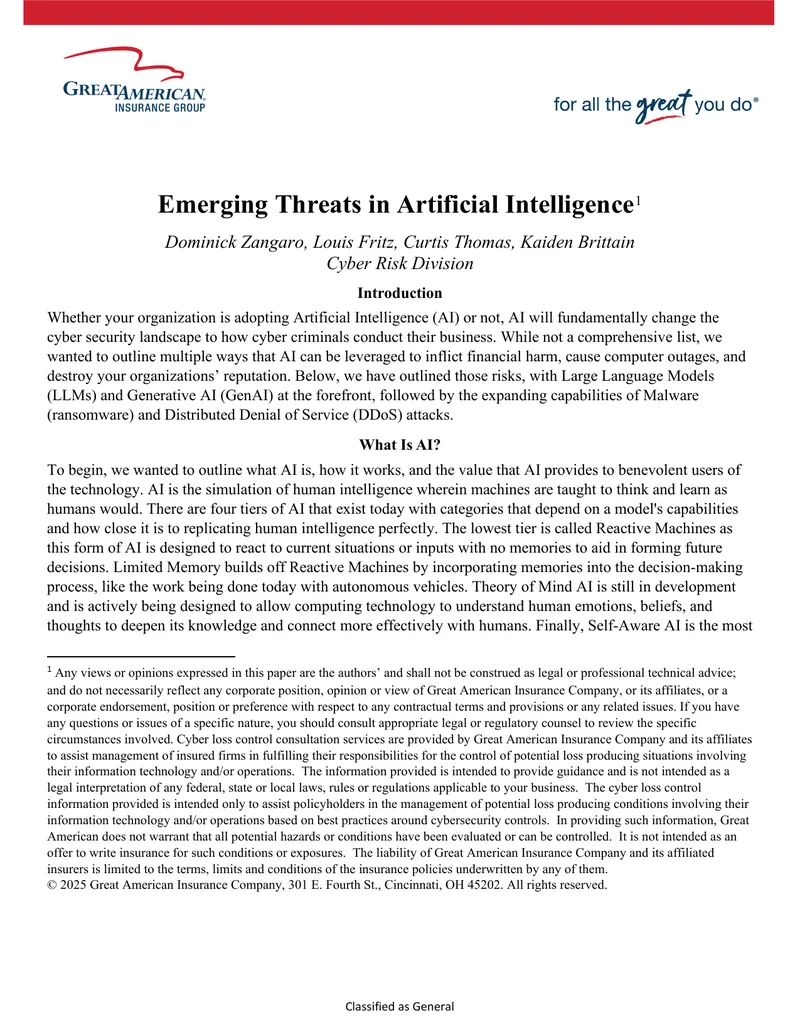 Emerging Threats in Artificial Intelligence