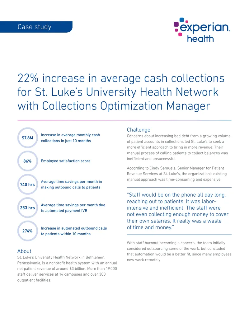 Collections Optimization Case Study for St. Luke’s Health Network