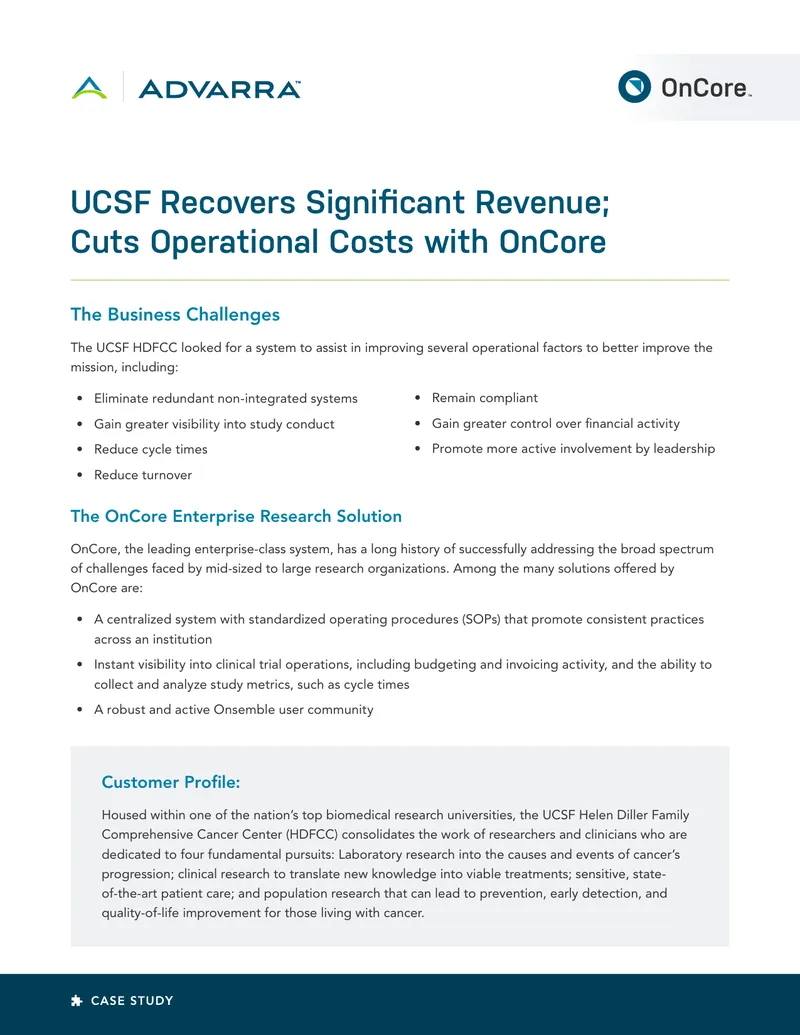 UCSF HDFCC OnCore System Implementation Case Study