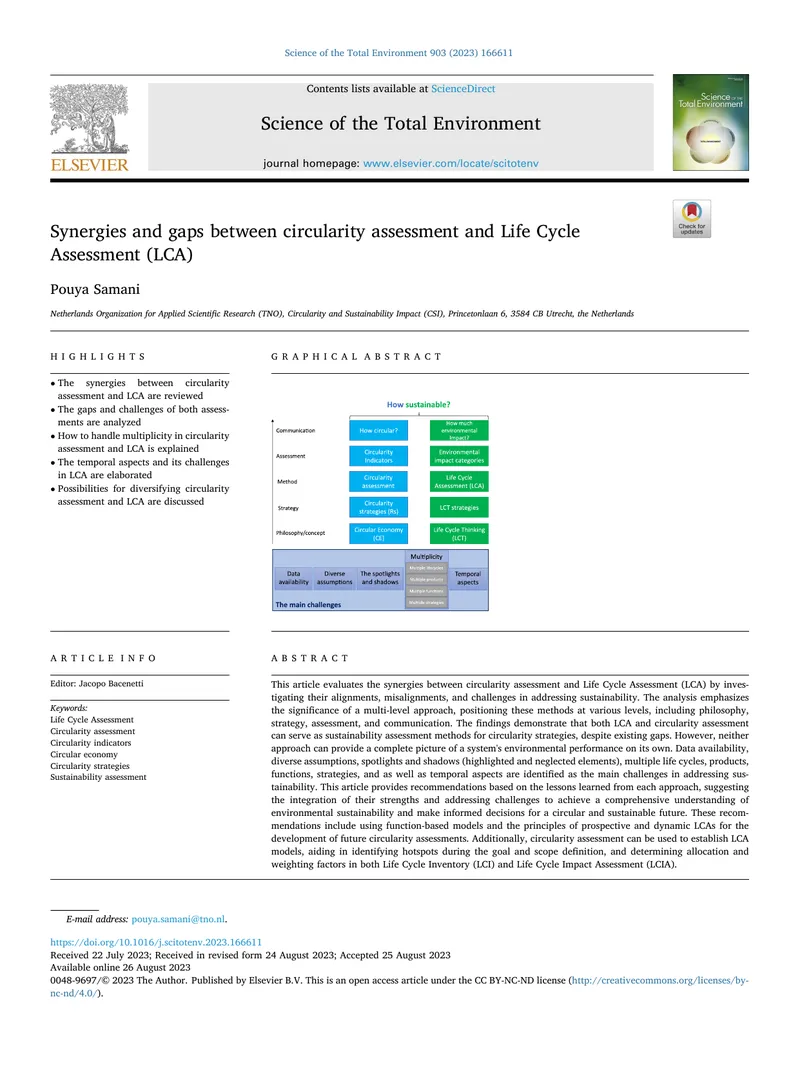 Synergies and Gaps in Circularity and Life Cycle Assessments