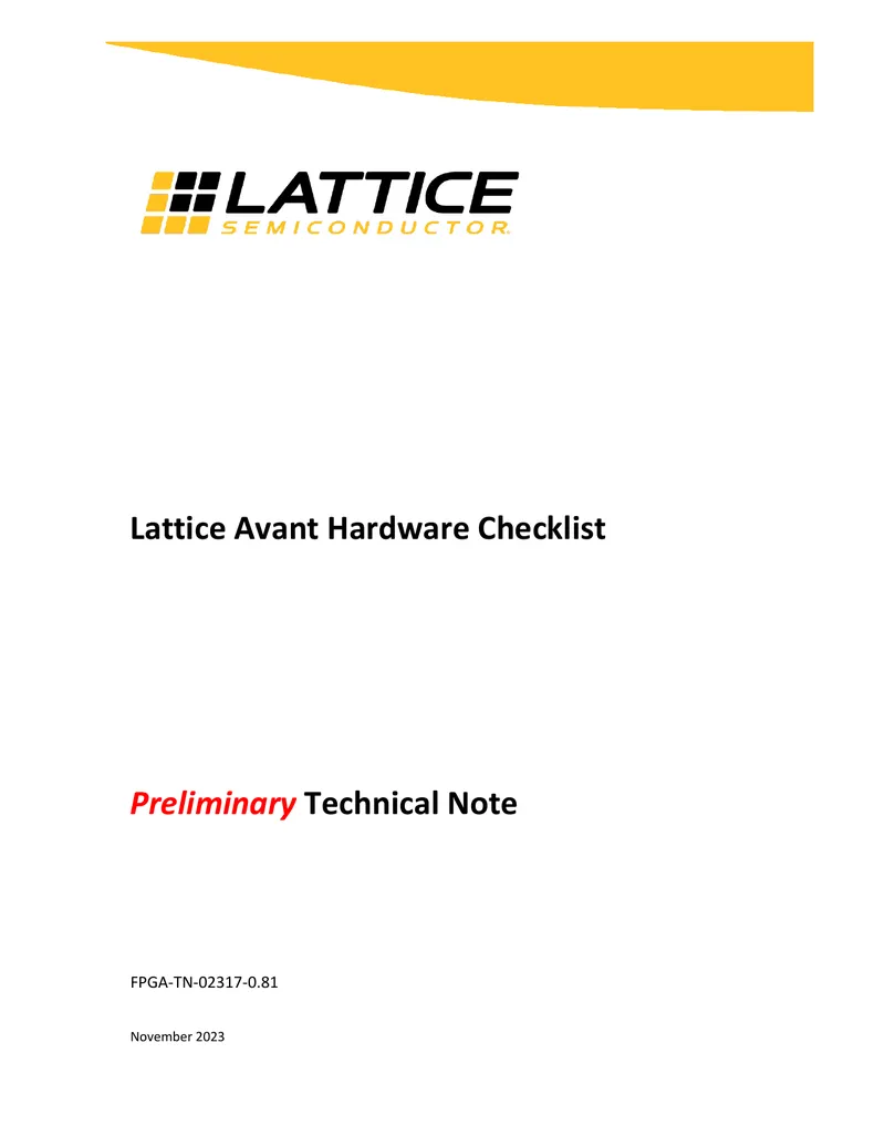 Lattice Avant Hardware Checklist Technical Note