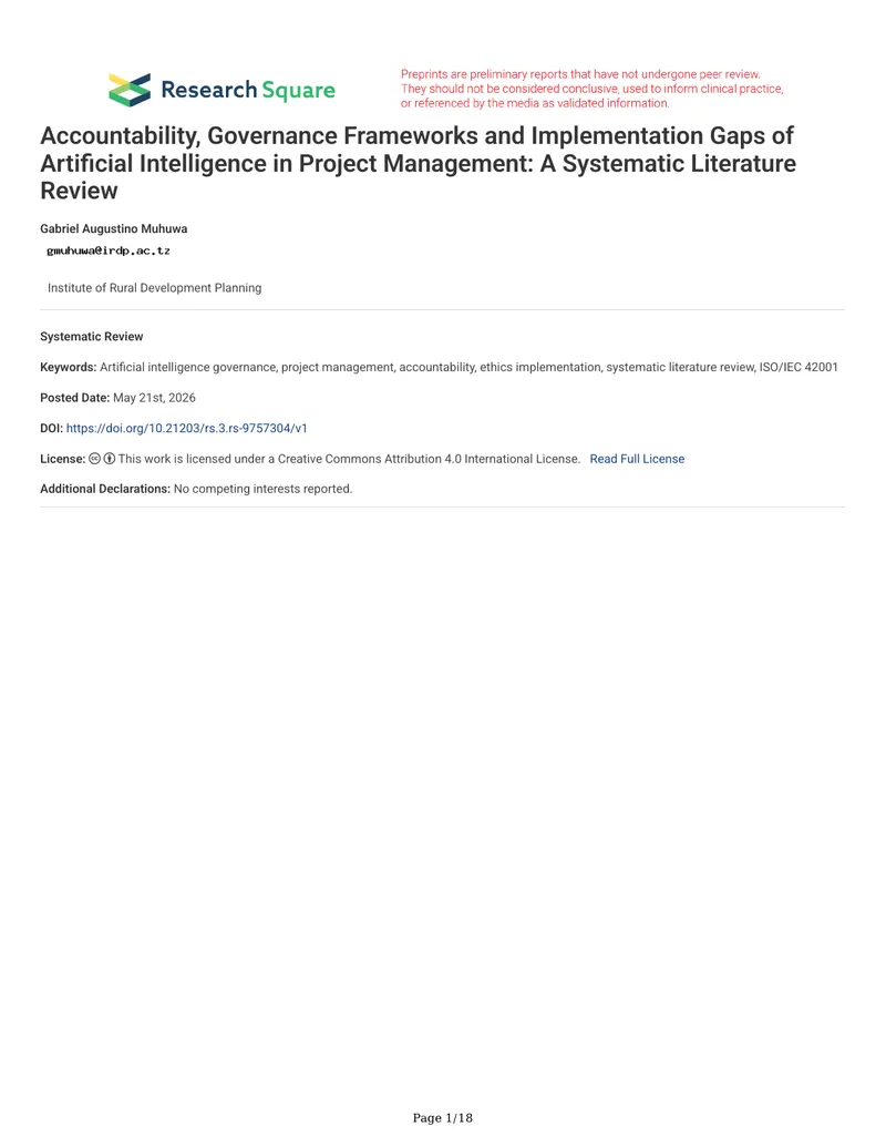 Accountability and Governance Frameworks for AI in Project Management