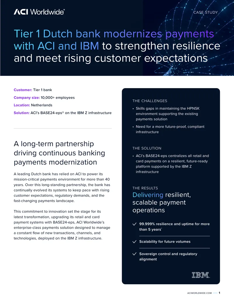 Dutch Bank Modernizes Payments with ACI and IBM