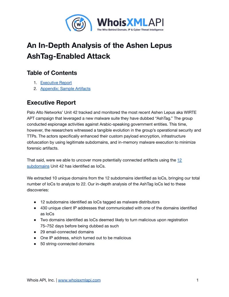 Analysis of Ashen Lepus APT Campaign and AshTag Malware