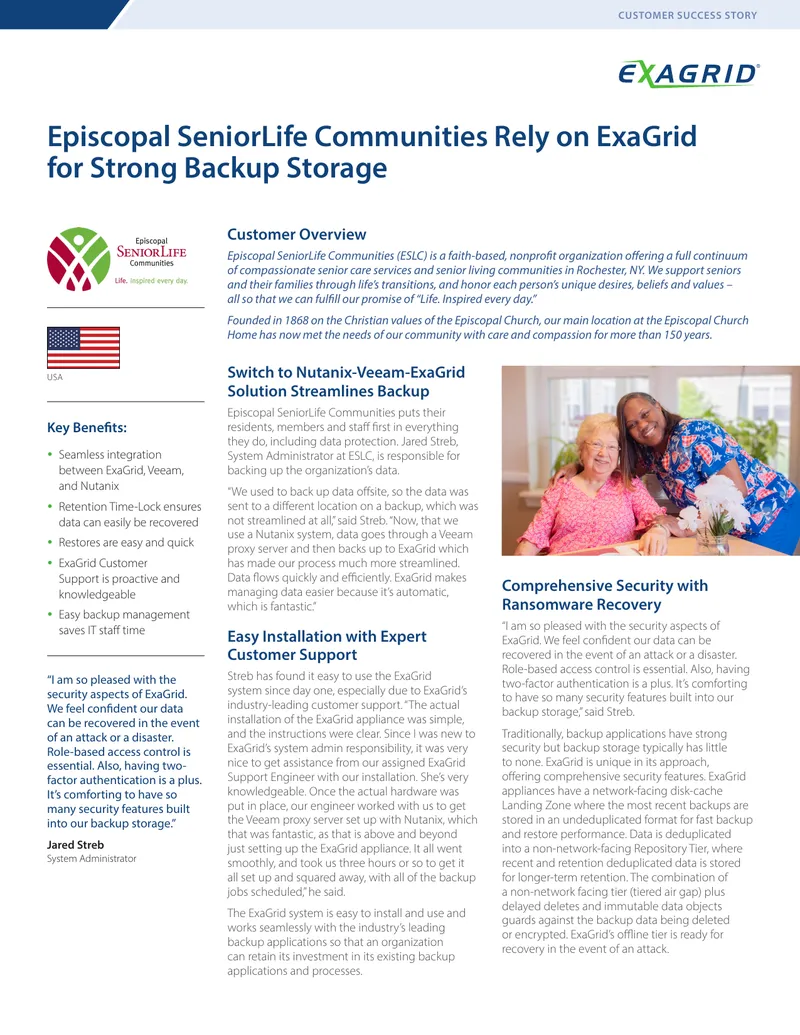 Episcopal SeniorLife Communities Backup Storage Case Study