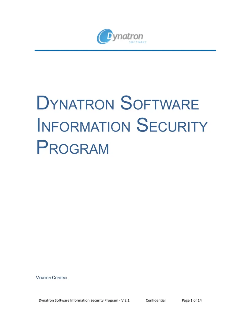 Dynatron Software Information Security Program Version Control